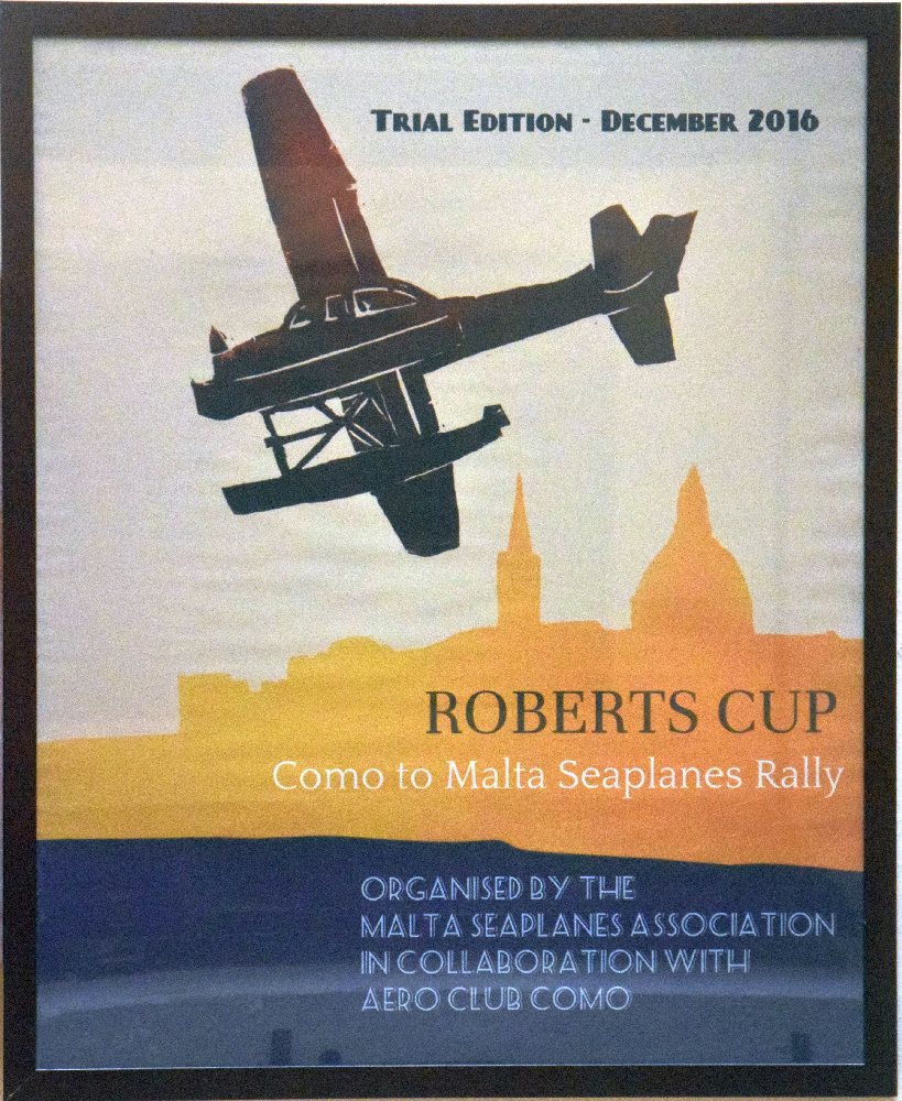 Framed poster: Malta Seaplanes Rally - Roberts Cup, Trial Edition 2016, 73 x 90cm, framed