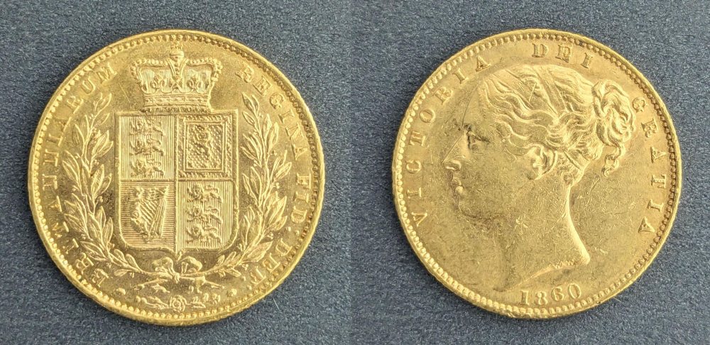 QV  Young Head Gold Sovereign, 1860