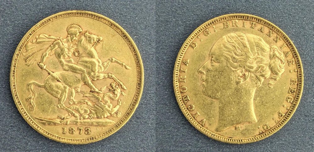 QV  Young Head Gold Sovereign, 1873