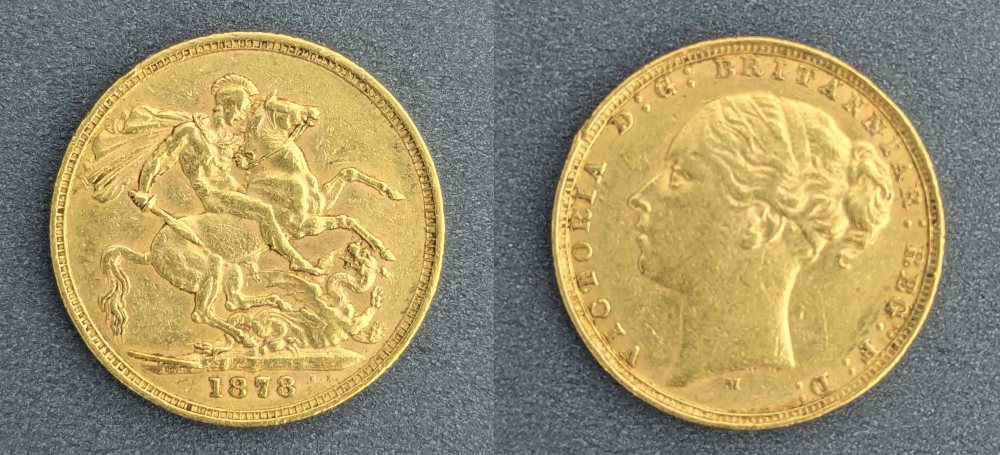 QV  Young Head Gold Sovereign, 1878