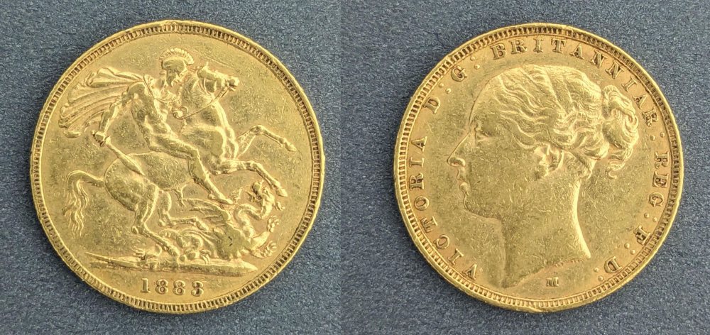 QV  Young Head Gold Sovereign, 1883