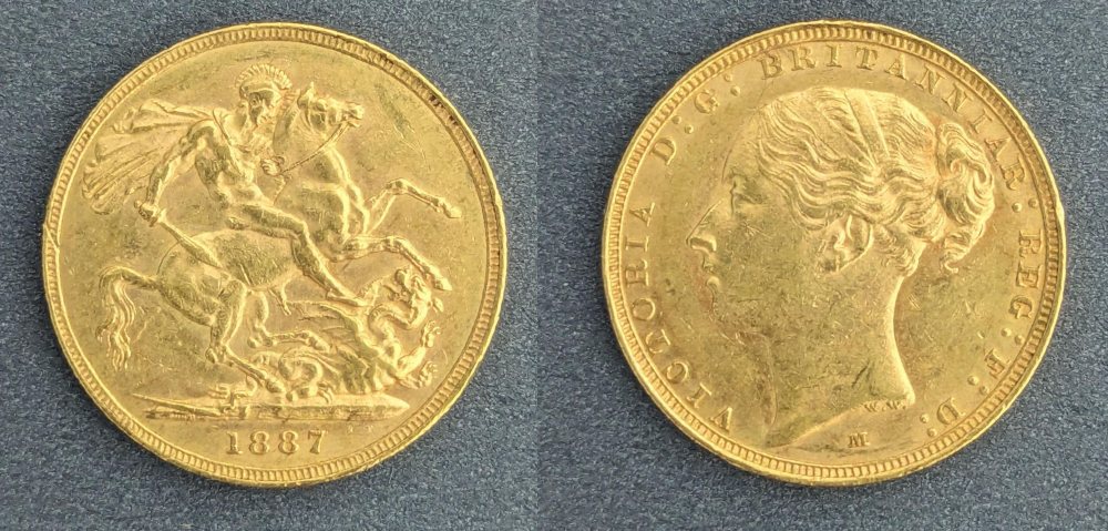 QV  Young Head Gold Sovereign, 1887
