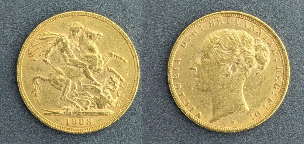 QV  Young Head Gold Sovereign, 1883
