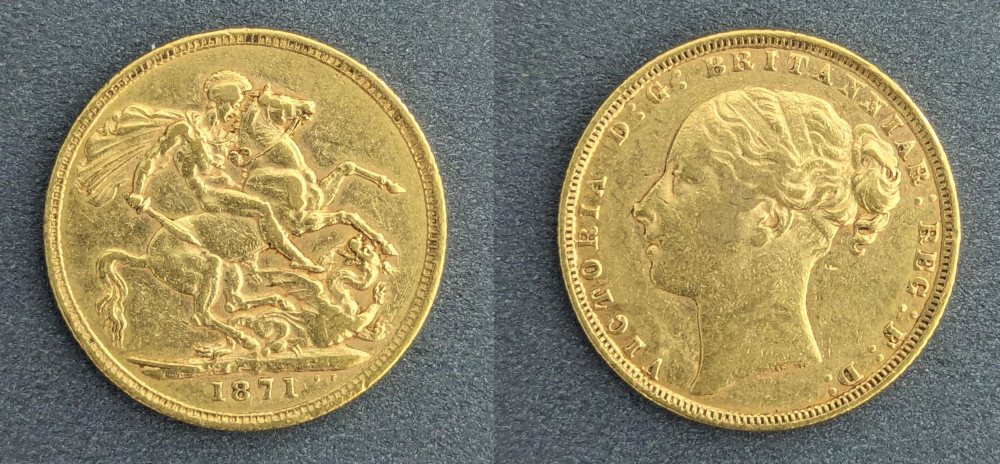 QV  Young Head Gold Sovereign, 1871