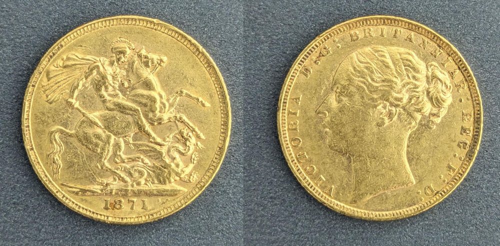QV  Young Head Gold Sovereign, 1871