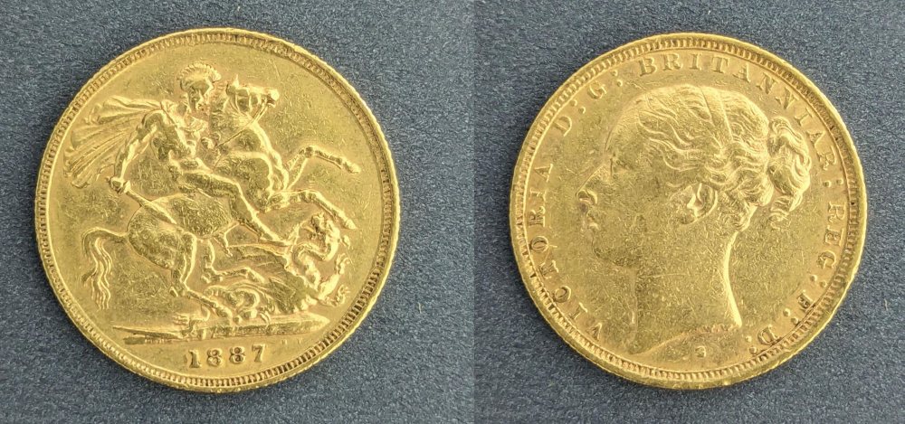 QV  Young Head Gold Sovereign, 1887