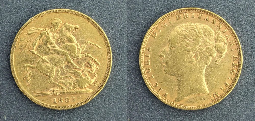 QV  Young Head Gold Sovereign, 1885