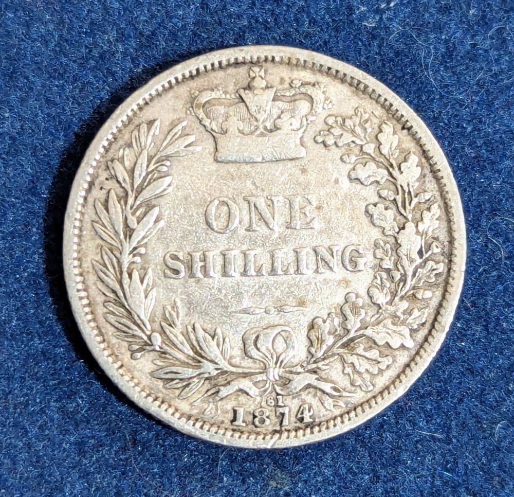 QV shilling, 1874