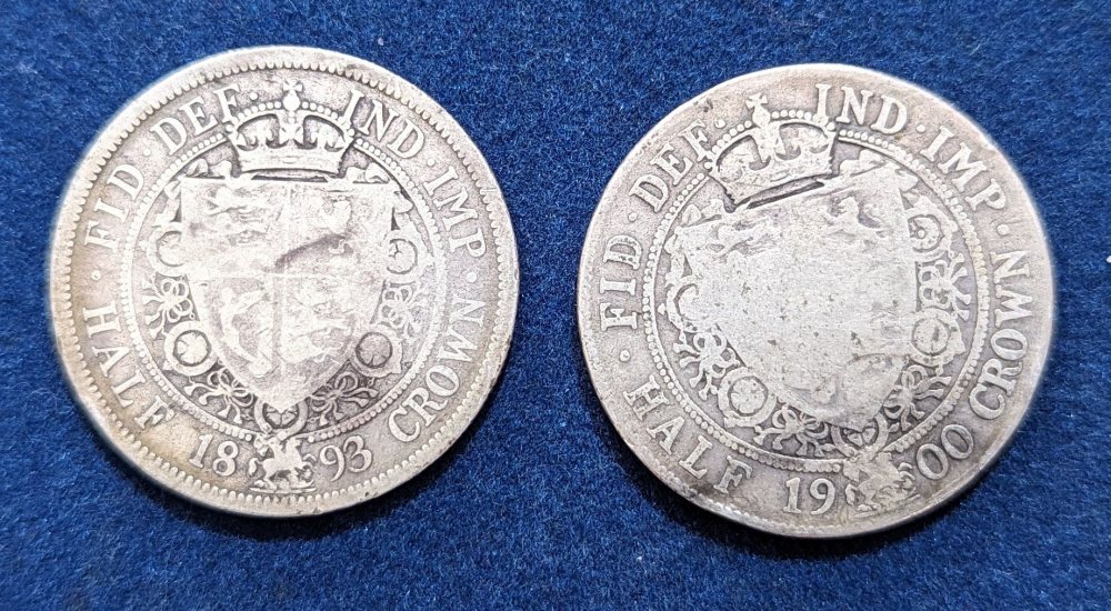 QV half crown, 1893 & 1900 (2)