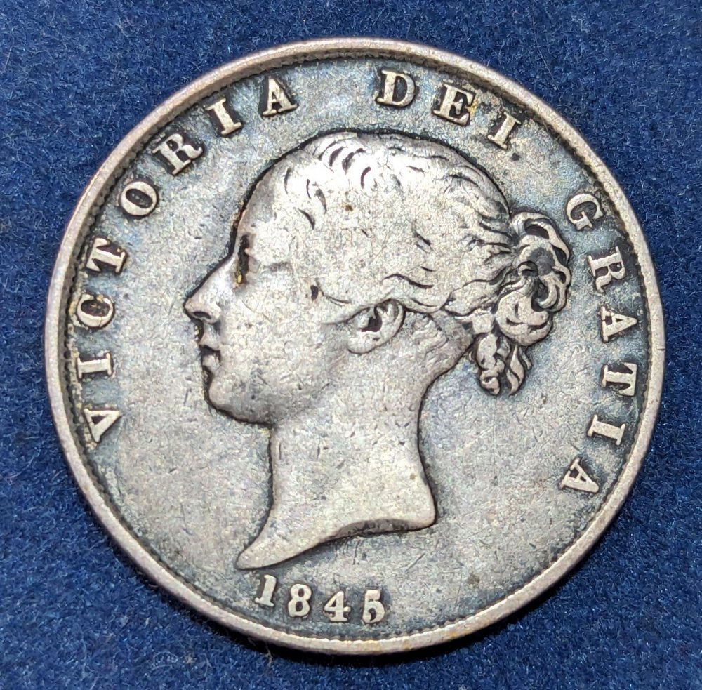 QV half crown, young head, 1845