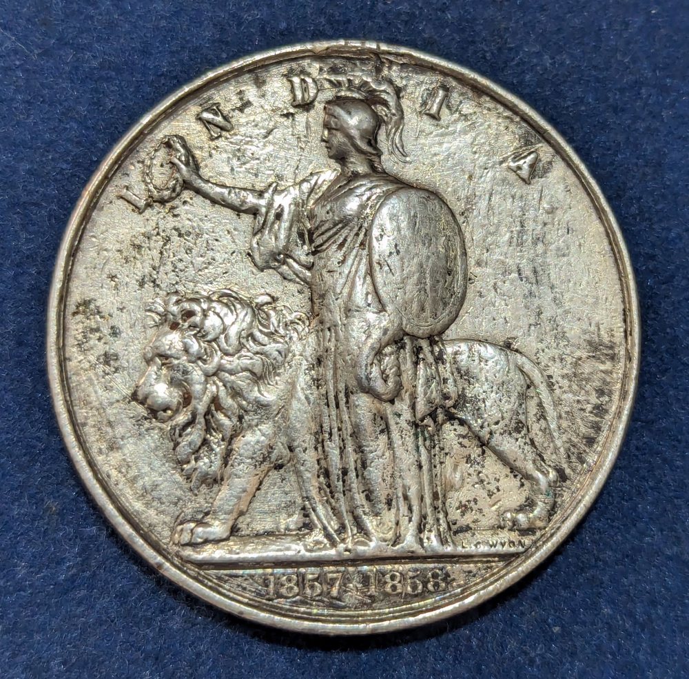 QV medal, John Oats, 1857-1858