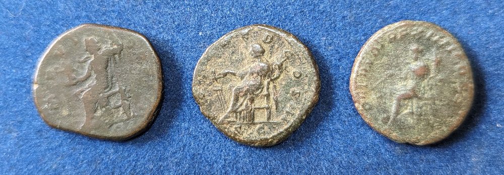 3, Roman bronze coins, Maximus Antonius