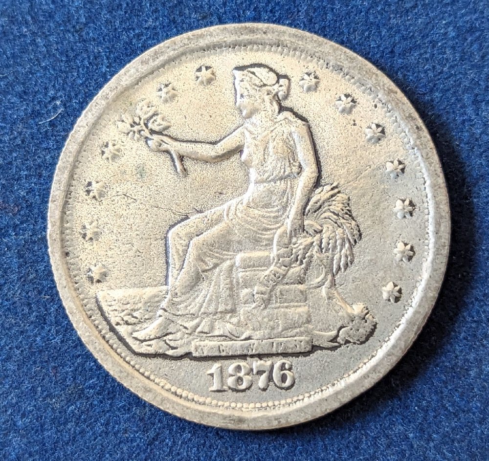 US Silver trade dollar coin 1876