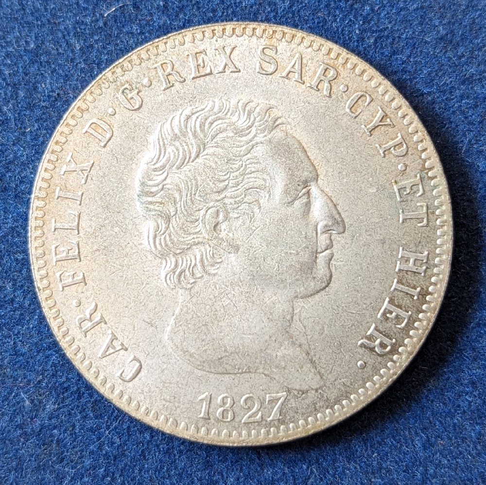 Italy Carl Felix silver coin, L5, 1827