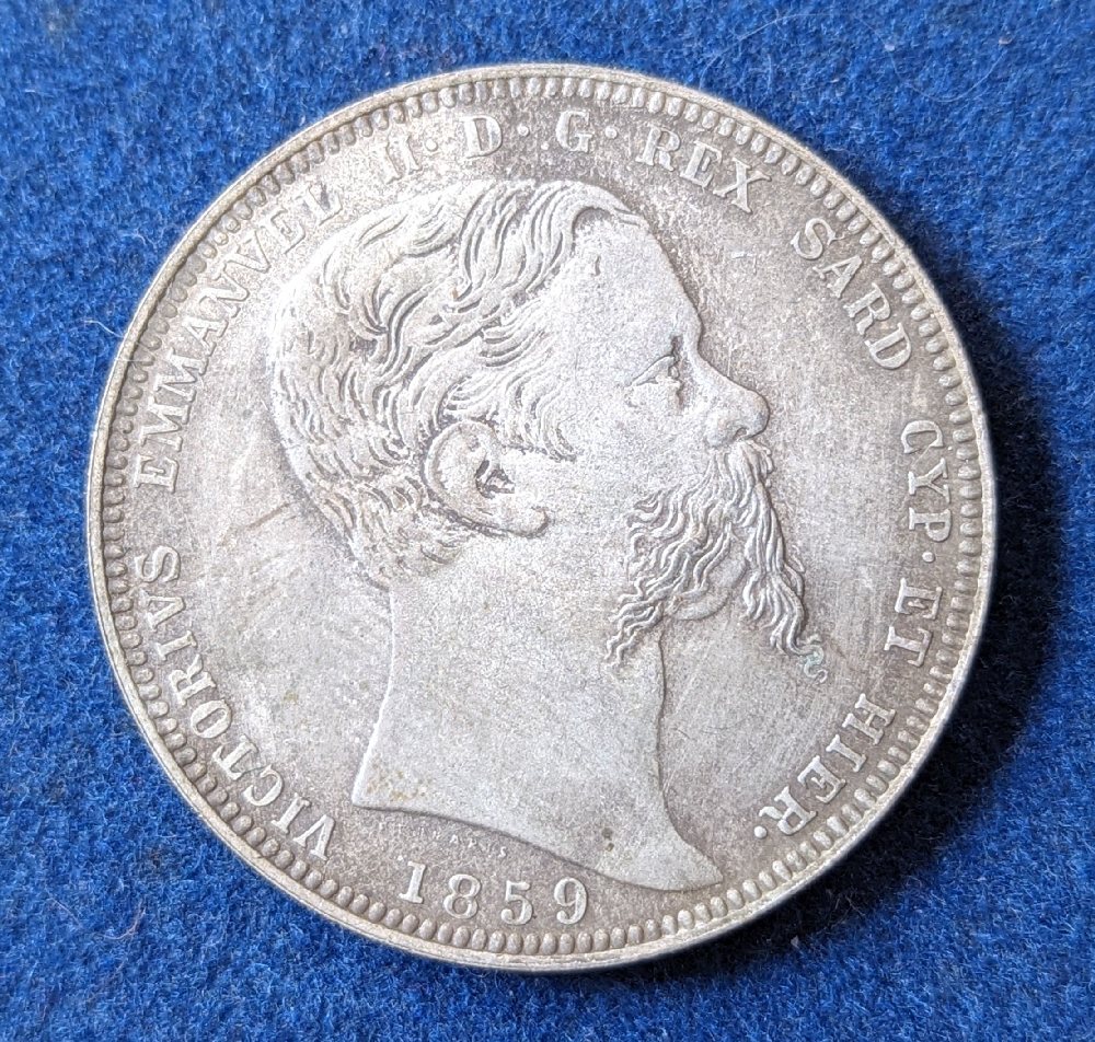 Italy Vittorio Emamuele II silver coin L5, 1859