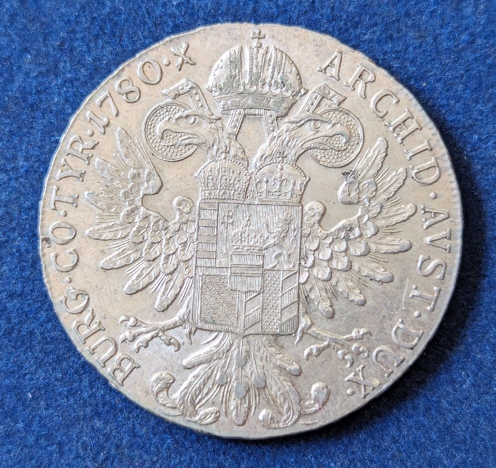 Austria M. Therese silver coin, thaller, 1780, (? Restrike)