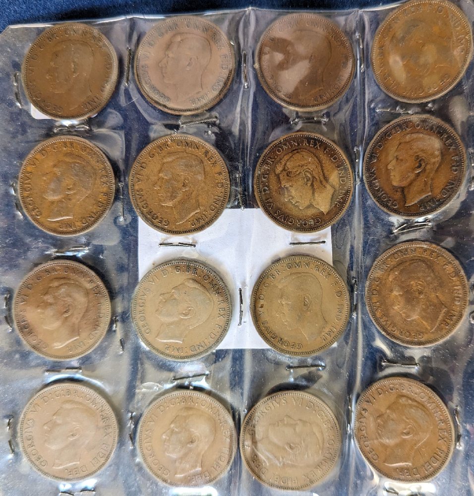 16, Geo VI Copper 1/2d coins (1937-1952)