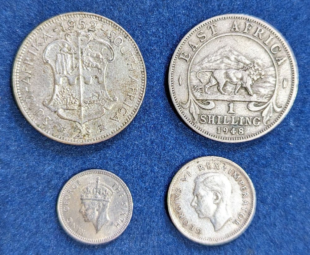 South Africa 2s 1952, 1/- 1948, 6d 1941 (3); Southern Rhodesia 3d 1952