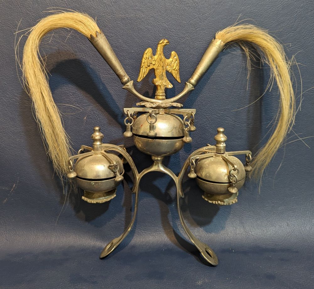 Equestrian ceremonial harness chrome bells, mid 20th century