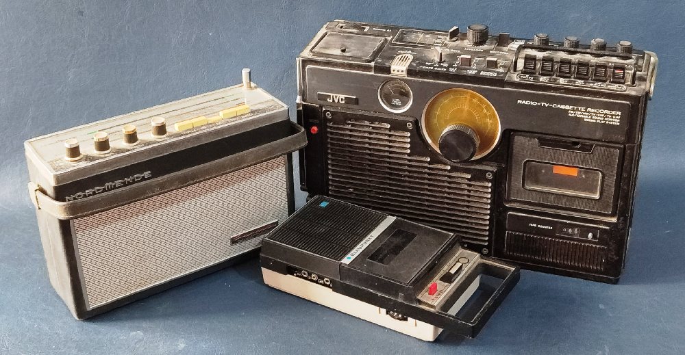 NORDMENDE radio, BLAUPUNKT portable cassette player, 1970s; JVC portable radio