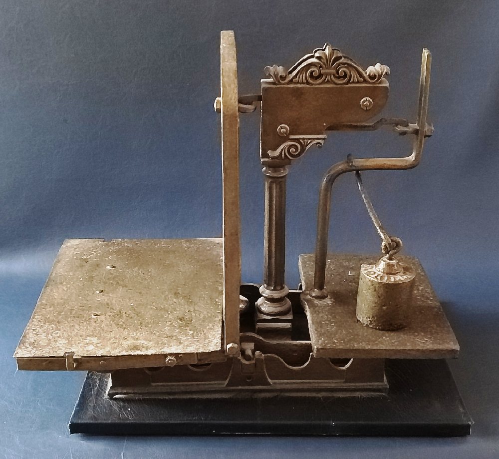 19th C. Iron counter scales, 55cm long