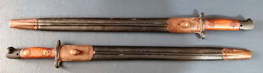 2, WWI/II bayonets with sheaths, 58cm