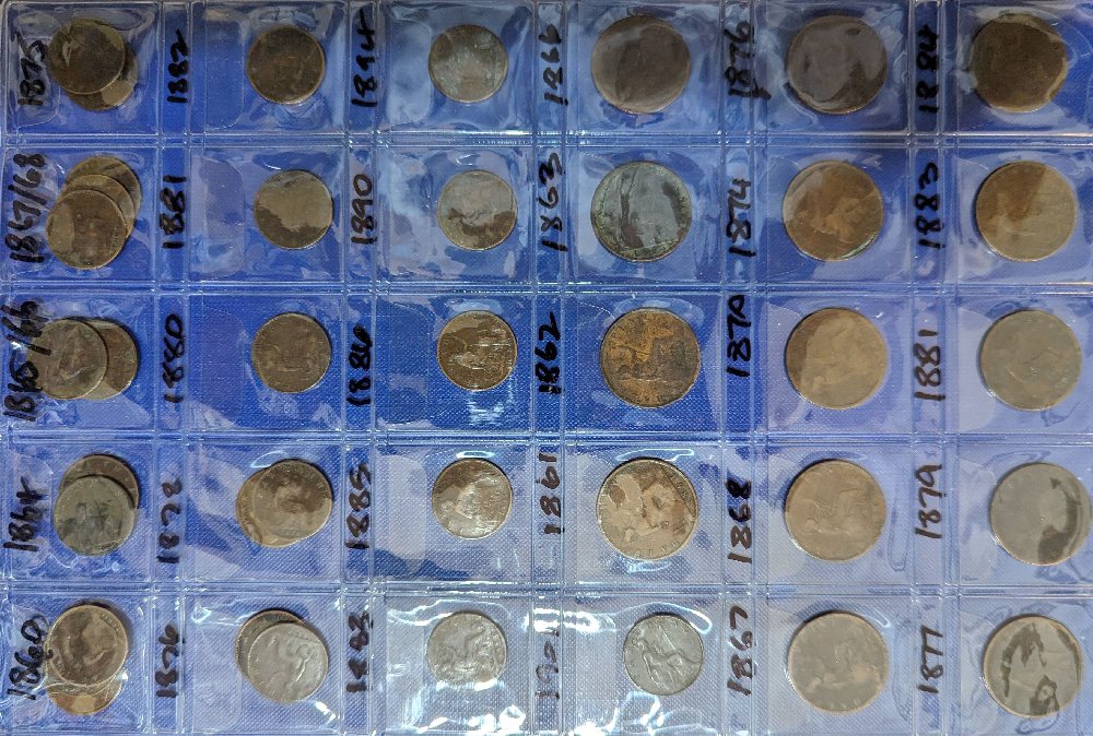40, QV coins, 1/4d & 1/2d, 1860-1884