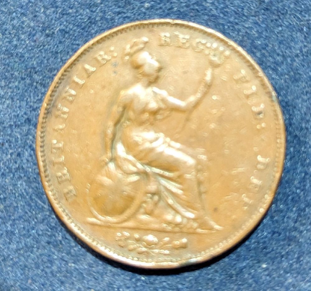 QV, bronze penny die, no date