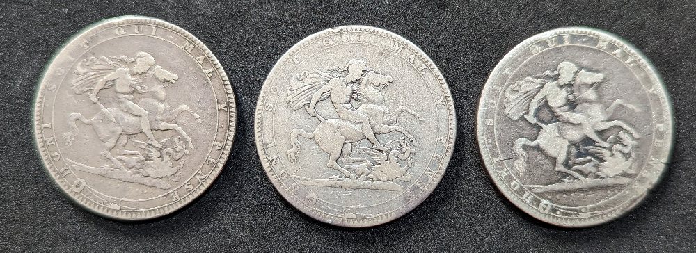Geo III crown, 1819, 1819 and 1820 (3)