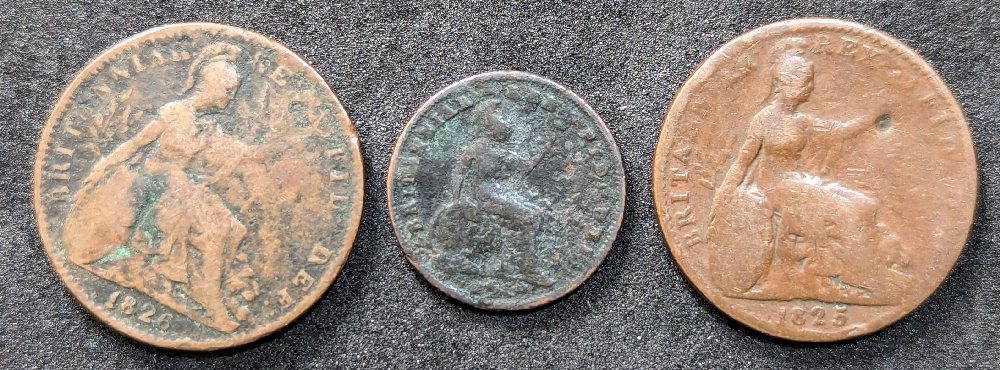 Geo IV 1/3d farthing & 1/2d, 1825, 1826, 1827 (3)