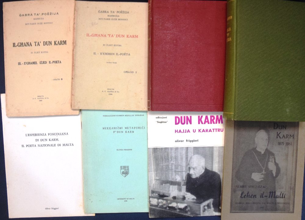 Dun Karm, Gabra ta' Poezija Vol 1-3; Antologija; Lehen il-Malta and 3 other booklets (8)
