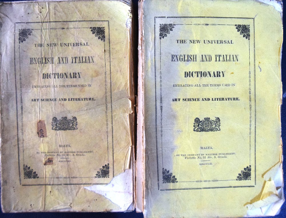 English - Italian dictionary published in Malta 1861