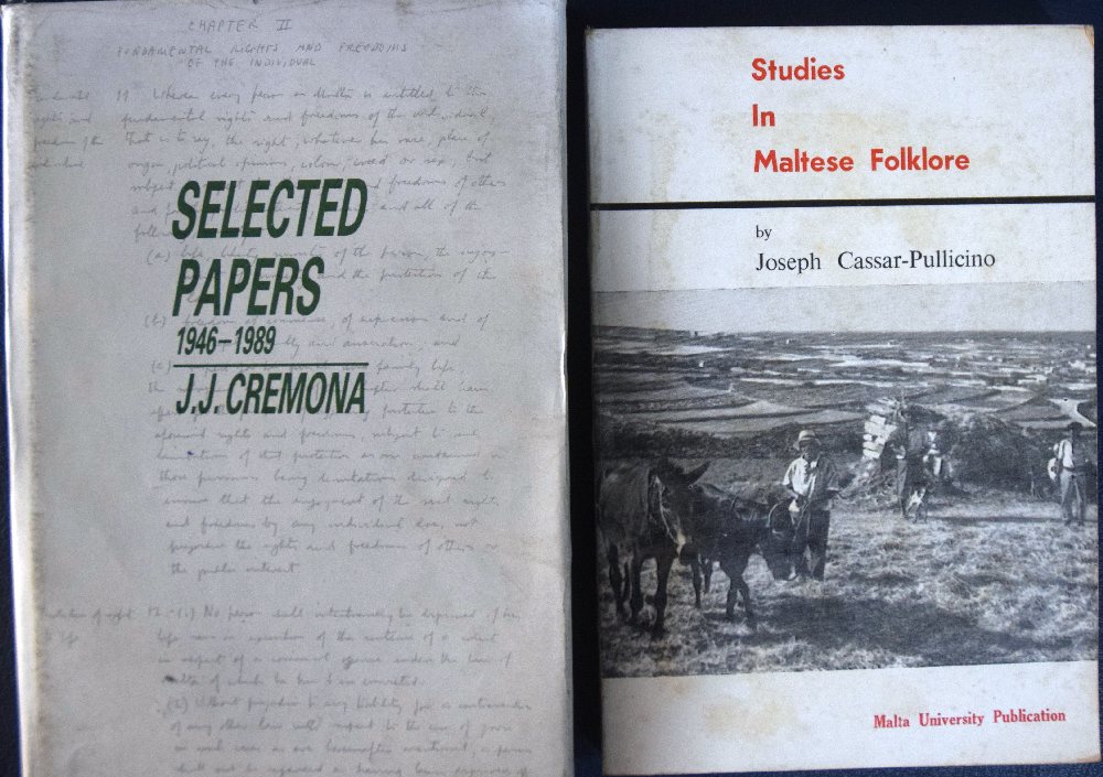 Cassar Pullicino J., Studies in Maltese folklore; Cremona J. J., Selected papers (2)