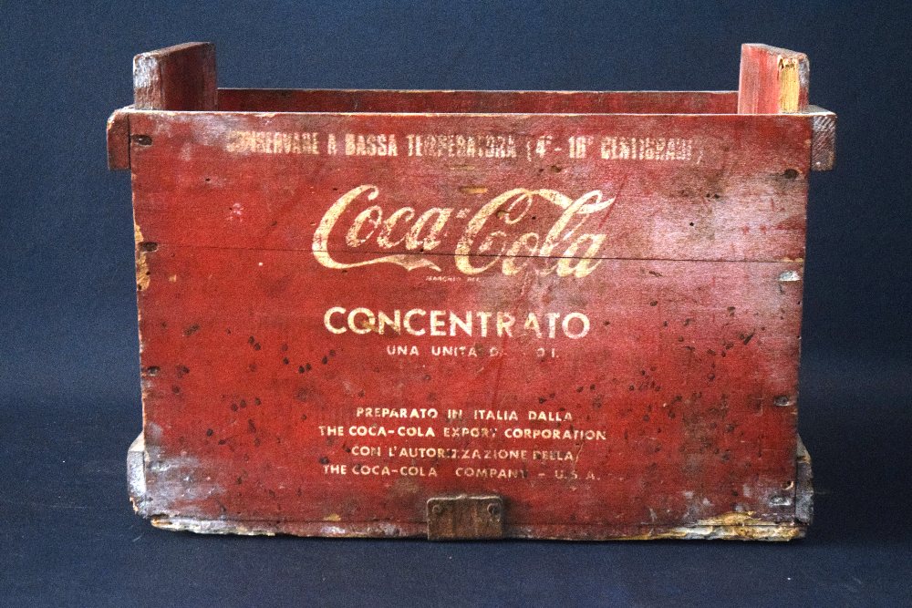 COCA COLA concentrato, painted red wood crate