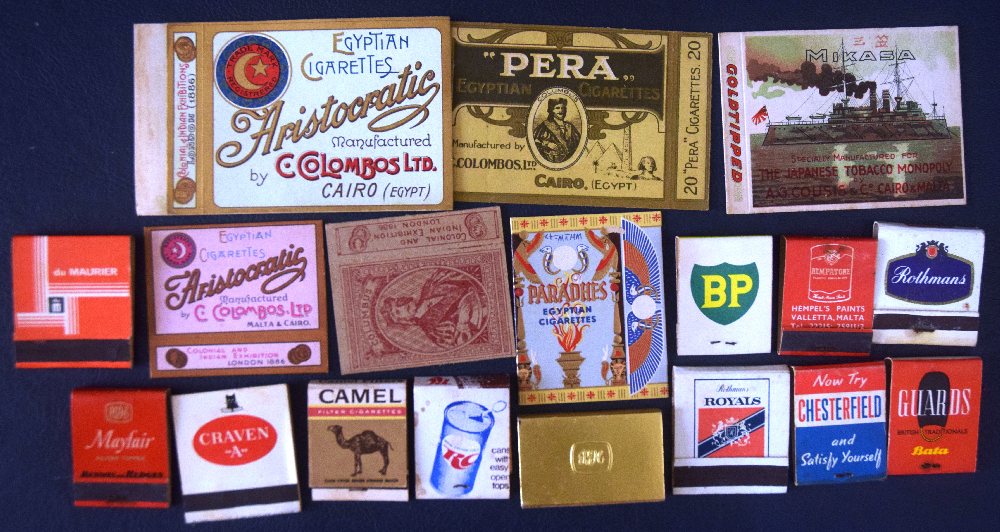 6, Malta cigarette cards; and 12 match boxes