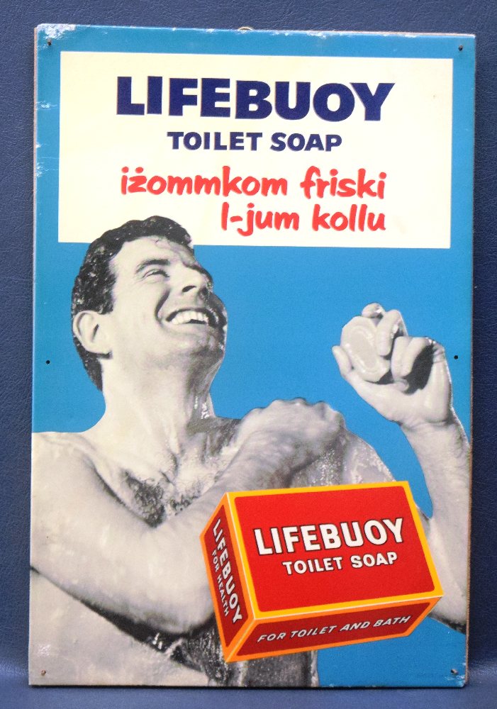 LIFE BUOY Toilet Soap tin advertising sign in English and Maltese