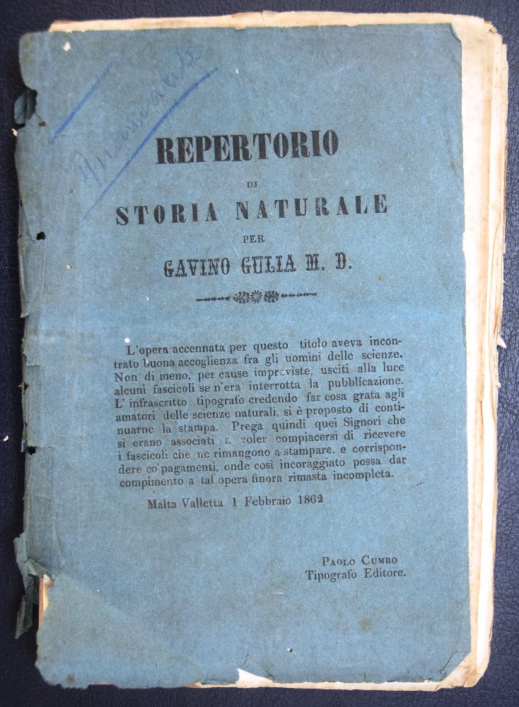 Gulia Gavino,Repertorio di storia naturale, 1862