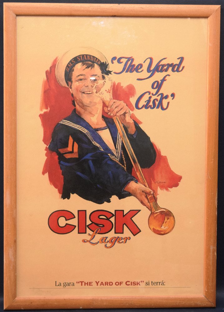 CISK LAGER - The Yard of Cisk, advertising poster, signed, framed