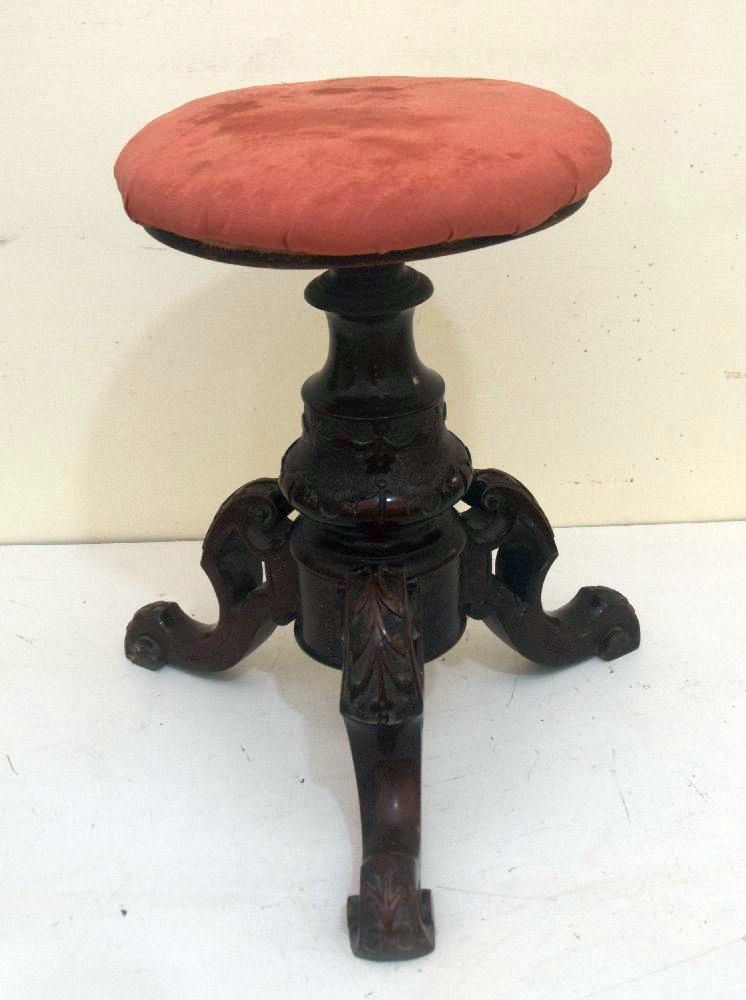 19th C. Mahogany piano revolving stool