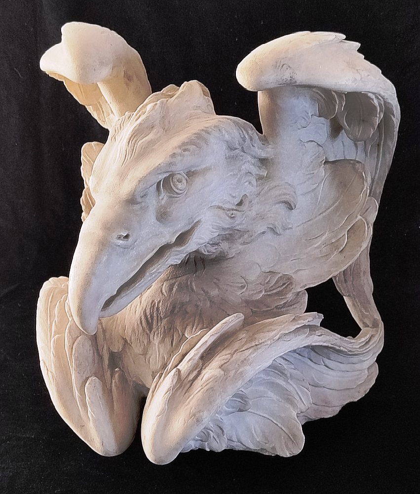 Marble hand carved eagle's head