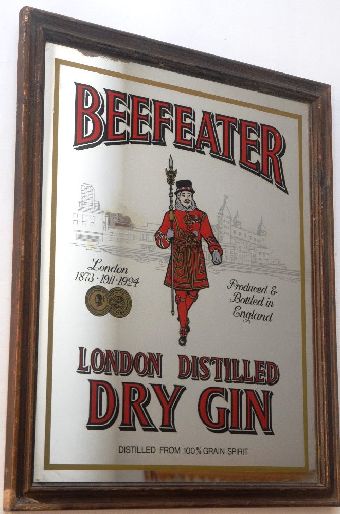 BEEFEATER Dry Gin advertising mirror, framed