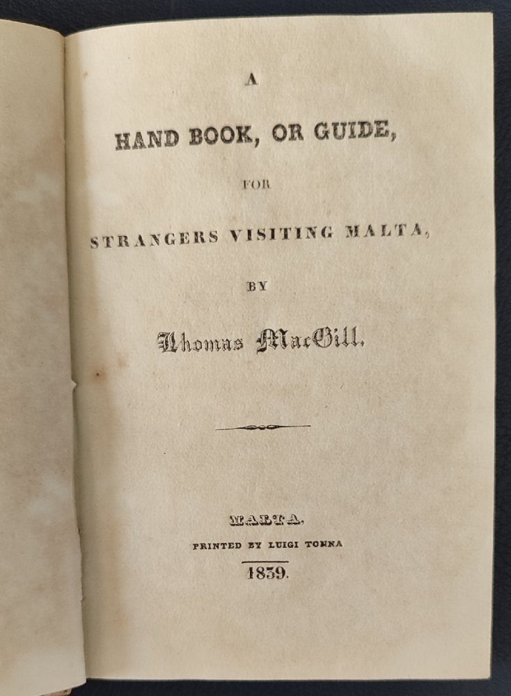 Mac Bill Thomas, A Hand book or guide for stangers visiting malta - 1839