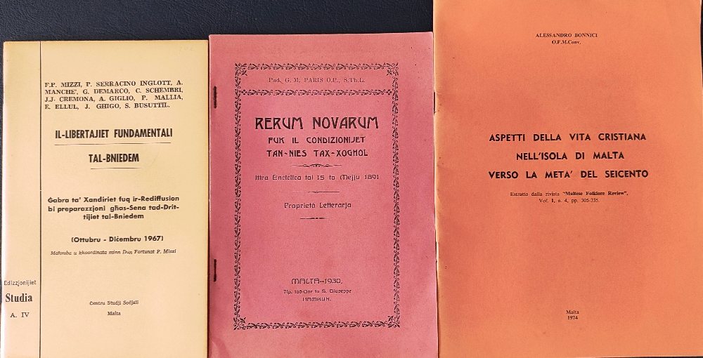 Il-Libertajiet fundamentali tal-bniedem; Rerum Novarum; Aspetti della vta cristiana nell'Isola di Ma