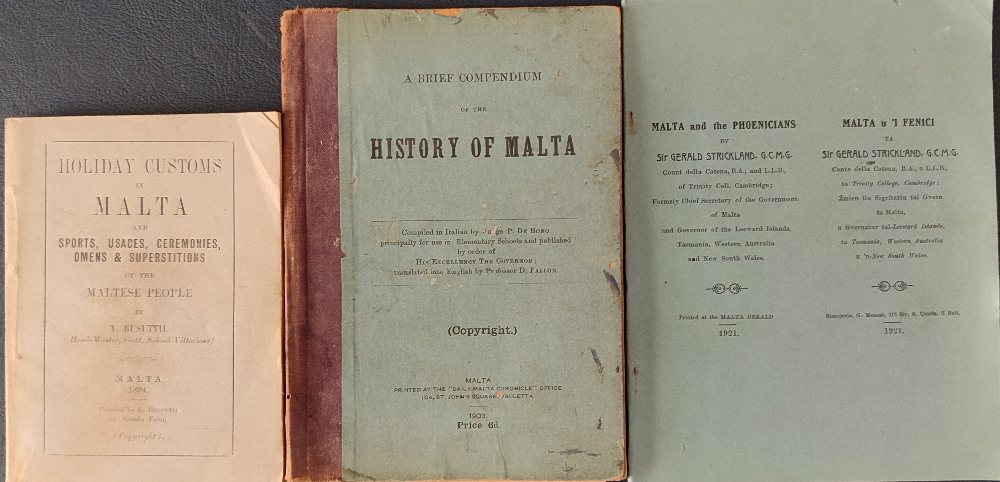 Busuttil V., Holiday customs in Malta 1894; History ofMalta; Malta and the Phoenicins (3)