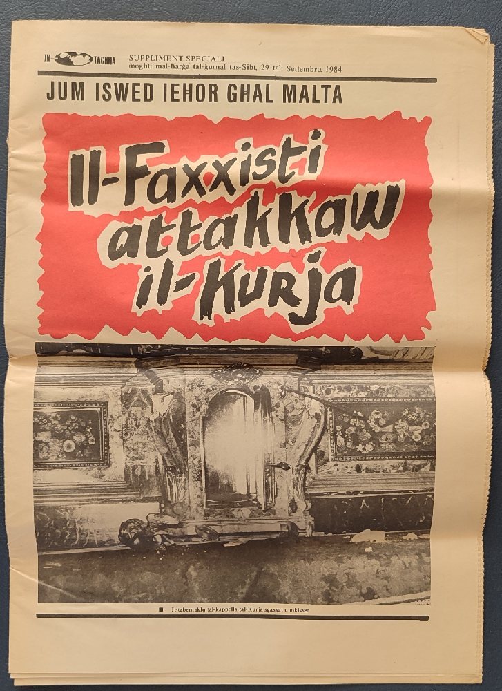 News paper Special suppliment  - Il-Faxxisti attakkaw il-Kurja