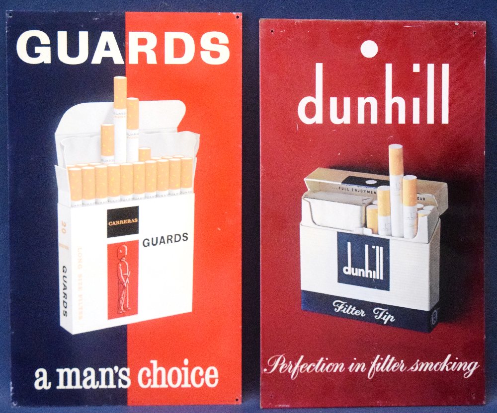 GUARDS and DUNHILL advertising tin signs, 1970s