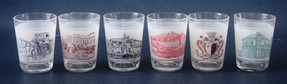 6, Glass tumblers with Malta views 1970s