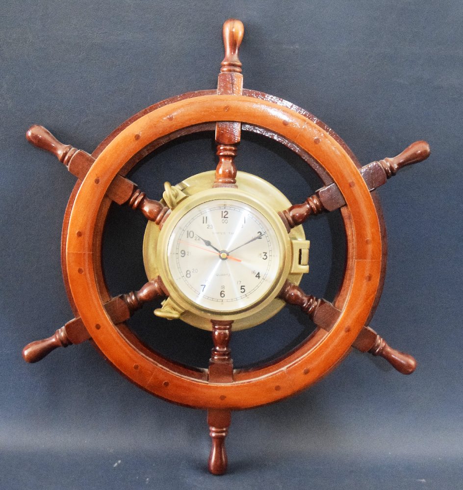 SHIPS TIME wall clock with ship wheel, quartz