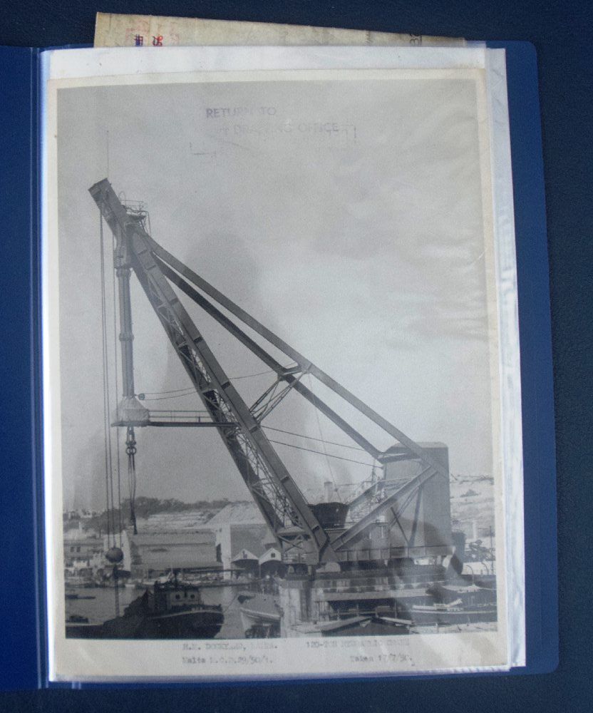 Malta ephemera: The 160 Ton crane at HM Drydocks, including drawings