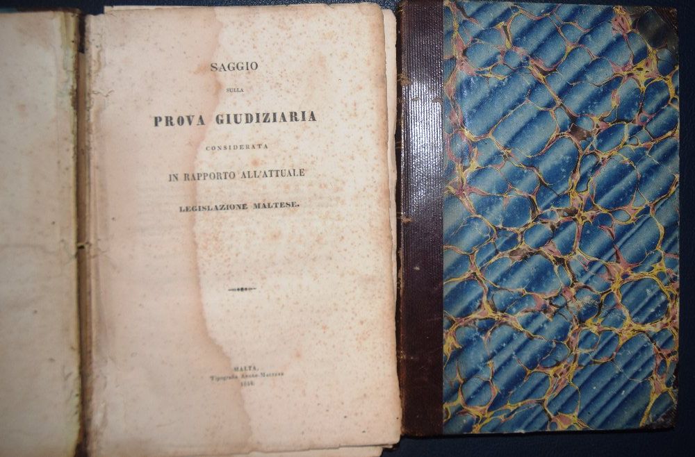 Compendio di diritto commercale - Malta 1841; Saggio sulla prova Giudiziaria - Malta 1844 (2)